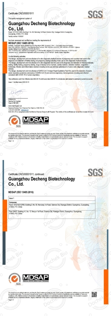 Китай Guangzhou Decheng Biotechnology Co.,LTD Сертификаты